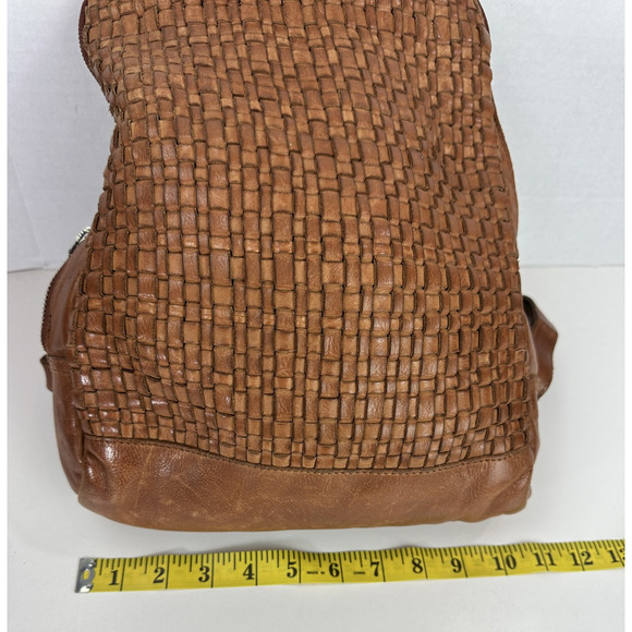 Vilenca Distressed Holland Emilia Woven Leather Backpack Purse Cognac Brown Boho - Picture 7 of 16